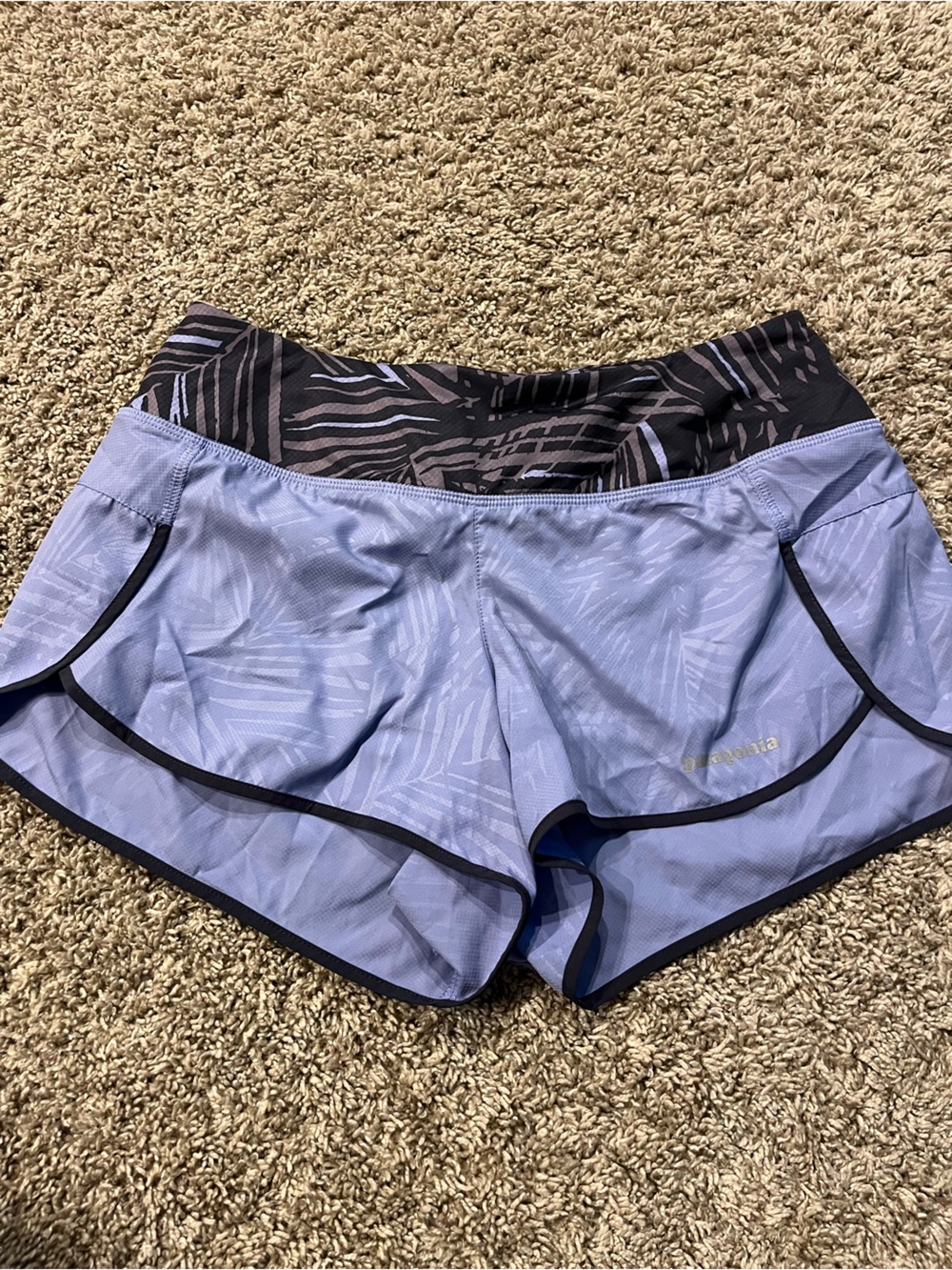 Patagonia Lavender Athletic Running Shorts with Black Waistband
